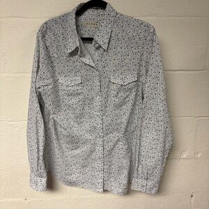 Roper Men’s Blue and White Floral Button Down Long Sleeve Shirt Size XL